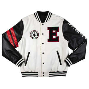 Premium Quality Letterman Baseball College <b>Jacket</b> <b>Grey</b> & Black Genuine Leather Sleeves <b>Jacket</b> Men - Product Image 1