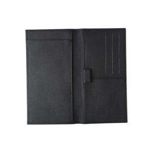 Couverture de chéquier d'affaires en cuir véritable de haute qualité de couleur noire avec pochette pour cartes - Product Image 1