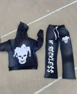 Fabricant de vêtements de rue en gros personnalisés, sweat-shirt à capuche en coton respirant, lourd, avec appliqué personnalisé, broderie, strass - Product Image 1