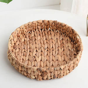 Natural <b>water</b> hyacinth basket trays home <b>storage</b> and organization straw tray <b>container</b> OEM ODM acceptable - Product Image 3