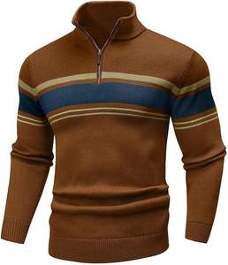 Pull en maille pour homme W9592Y, anti-rides, anti-bouloches, respirant, fin, 100% coton, décontracté, ample, couleur unie, hiver - Product Image 6