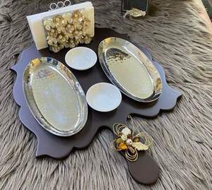 Plateau de fête en acier inoxydable écologique de haute qualité finition lisse poignée de transport facile résistant à la chaleur passe au lave-vaisselle - Product Image 4