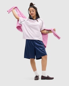 T-shirt de football 100 % polyester pour femme – Col rond, manches courtes, imprimé logo sur le devant, coupe ample, été, écologique - Product Image 3