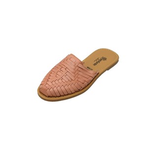 Sabots et mules en cuir tressé à bout fermé, chaussures plates à enfiler, pour intérieur et extérieur, usage décontracté - Product Image 2