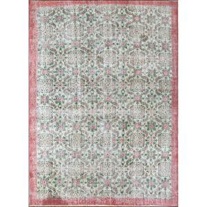 Alfombra de Lana Anudada a Mano Vintage Pae-2892 de Gran Tamaño con Patrón Floral Rojo y Naranja para Sala de Estar, Pasillo o Espacio Juvenil - Product Image 1