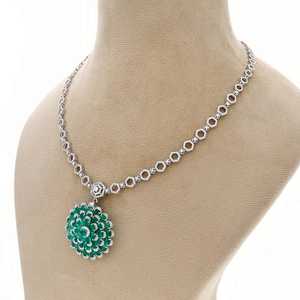 Natural <b>Emerald</b> Zircon Flower Pendant Zircon Chain Detachable Design 925 Sterling <b>Silver</b> Vintage IGI Certified Women's Jewelry - Product Image 3