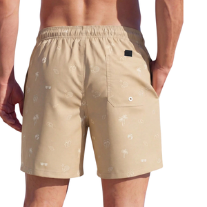 Shorts de plage décontractés pour hommes, séchage rapide, respirants, caleçons de bain, taille élastique avec cordon de serrage, imprimés, logo avant, poche de sport, doublure estivale - Product Image 2