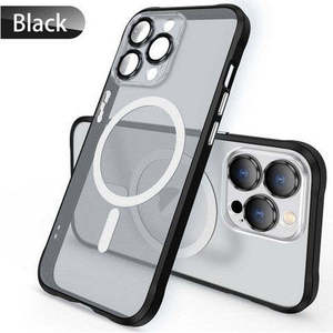 เคสกระจกป้องกันเลนส์โลหะสำหรับ iPhone 15 Plus 6.7 นิ้ว พร้อมวงแหวนแม่เหล็ก สีดำ - Product Image 1