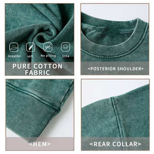 Último diseño O cuello mangas completas 100% algodón peso pesado transpirable Casual personalizado Color sólido Unisex sudadera - Product Image 6