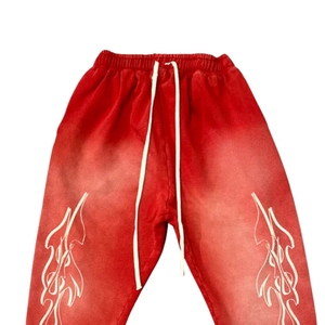 Pantalones Deportivos Acampanados Personalizados de Estilo Urbano, 100% Algodón, Felpa Francesa, Estampado Vintage, Lavado Ácido Desgastado, Pantalones Deportivos Acampanados para Hombre - Product Image 5