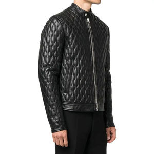 Chaqueta de cuero para hombre, la más vendida del invierno, de cuero genuino, con cuello alto, acolchada, con cremallera, a la moda. - Product Image 2