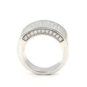 Wholesale Best Selling 14k White Gold <b>Ring</b> Hip Hop Jewelry Micro Paved S925 Cubic round Shape Brass <b>Men</b> Diamond <b>Ring</b> <b>for</b> <b>Men</b> - Product Image 3