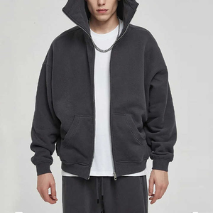 Personalizado Puff estampado 500 Gsm algodón Zip up Sudadera con capucha Streetwear peso pesado chaqueta en blanco estilo enmascarado de gran tamaño Zip up Hoodie Set - Product Image 2