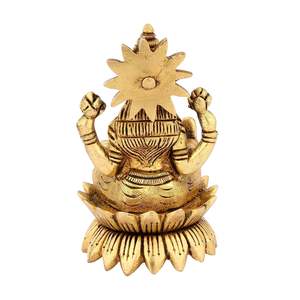 Latón Mahalaxmi Murti Idol 400 GM hogar Oficina decorativo Pooja artículo pulido Laxmi Lakshmi diosa estatuilla escultura religiosa - Product Image 4