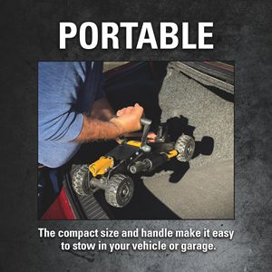 Gato hidráulico portátil todoterreno de 2 toneladas con ruedas sobredimensionadas para terrenos accidentados y movilidad suave en suelo irregular - Product Image 3