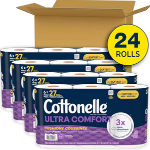 Paquete Original de 4 Rollos de Papel Higiénico Cottonelle Ultra Comfort Soft Eco-Friendly, Textura CleaningRipples, 24 Rollos Estándar Familiares | 108 - Product Image 3