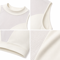 Soutien-gorge de sport personnalisé à col montant, 78% Nylon 22% Spandex, 230 g/m², ivoire, maintien moyen, panneau en maille, bretelles larges, doux, pour la gym et le sport, vente en gros