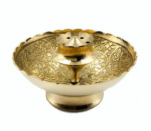 ที่วางธูปทองเหลืองแผ่นเหล็กกลมสำหรับ Puja - Product Image 5