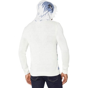 Pull à capuche en tricot surdimensionné unisexe en molleton blanc 100% coton pour l'hiver - Product Image 4