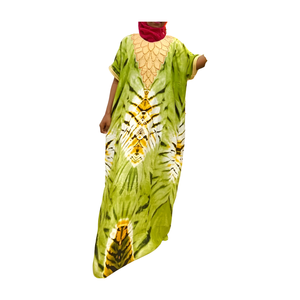 Elegante Vestido Kaftan Estampado para Vacaciones, Ligero, Maxi Vestido para Mujer, Ideal para Viajes, Playa, Fiestas y Vacaciones de Verano - Product Image 3
