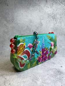 Detailed Embroidery Bohemian Style Pearl Evening Hand <b>Clutch</b> Purses Fancy Design Lining Wholesale - Product Image 4