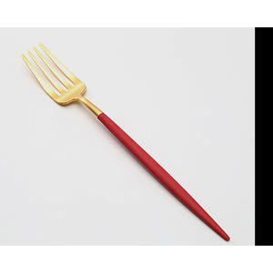 Vente directe en usine, fourchettes en acier inoxydable plaqué or vaisselle de mariage ensemble de fourchettes à fruits avec poignée d'extrémité plate et épaisse - Product Image 5