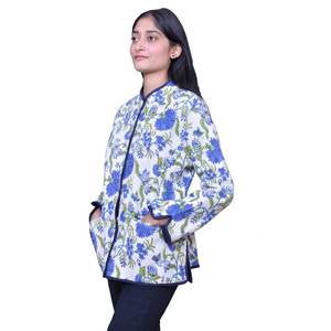 Chaqueta acolchada de algodón suave para mujer, chaqueta acolchada de la mejor calidad con estampado de bloque de mano, a la venta - Product Image 3