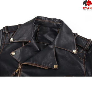 Veste en cuir PU avec col et fermeture éclair pour l'automne, service OEM disponible, veste décontractée élégante pour homme, imperméable, personnalisable - Product Image 4
