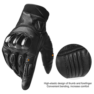 Gants de moto légers d'hiver à doigts complets antidérapants en cuir PU imperméable respirant élastique court gants de moto - Product Image 3