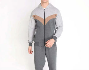 Custom <b>Oversized</b> Color Blocked Full Zip Up Hoodie and <b>Sweatpants</b> Set Jogging Suit Sweatsuit Tech Fleece Tracksuit for Men - Product Image 5