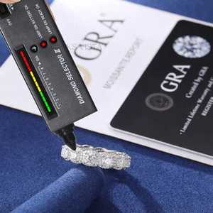 Anillo de Eternidad Completo con Diseño Personalizado, Corte Cojín Brillante y Moderno, Moissanita con Certificación GIA, Engaste Halo Pavé - Product Image 2