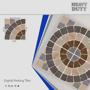 Qualité d'exportation 9mm épaisseur gaufré Design poinçon rustique mat antidérapant porcelaine numérique Parking carreaux de sol 40x40cm 400x400mm - Product Image 5