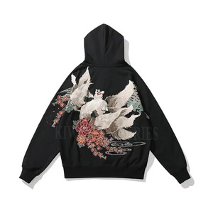 Streetwear High Quality 100% Cotton Fleece Embroidered Logo Cotton Men Winter Hoodies Custom plain Embroidery Hoodie - Product Image 3