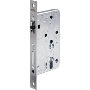 DIN ชุดล็อคประตูบานสวิง ซ้าย/ขวา 55 PZ 24/55 มม. พร้อมแผ่นปิดหน้าสี่เหลี่ยมสแตนเลสแบบมีลูกกลิ้ง BKS สำหรับตู้เก็บของ - Product Image 1