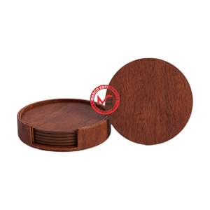 Sous-verre en bois massif poli |   Ensemble de 6 sous-verres à thé Fabricant |   Sous-verres en bois naturel, vente en gros, fournisseur d'usine - Product Image 1