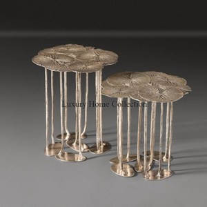 Aluminum Casted Floral Designer High Grade Gold Plated Stand With White Marble Base and <b>Glass</b> <b>Round</b> Top <b>Coffee</b> <b>Tables</b> Supplies - Product Image 6