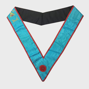 Tela de Terciopelo Bordada Rectangular Vintage de Alta Calidad, Cuello Reglamentario, Color Azul Cielo Turquesa, Maestro Masón - Product Image 1