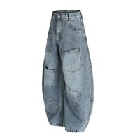 Kargo Jean Pantolon Bol Paça Erkek Denim Geniş Bacak Pantolon Oversize Günlük Sokak Stili Hip Hop Çok Cepli Büyük Beden Nefes Alabilen