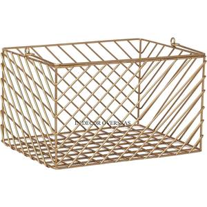 <b>Round</b> Shape High Grade Gold Plated Superior Quality Metal Wire Made Eye Catching Look Fruit And Bread Storage <b>Basket</b> From India - Product Image 5
