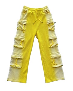 Men <b>Cargo</b> Sweatpants Multi Pocket Waffle Knit Pants <b>Straight</b> <b>Leg</b> Streetwear Casual Pants Custom Logo - Product Image 1