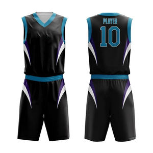 Ropa deportiva de nuevo diseño de la mejor calidad camiseta de baloncesto conjunto corto uniforme reversible con patrón personalizado - Product Image 5