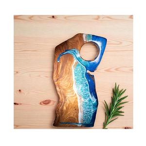Planche à découper en résine océan avec base en bois artisanale ambiance côtière idéale pour les chefs à domicile et les plats décoratifs - Product Image 5