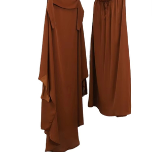 ชุดคลุมยาวแบบ 2 ชิ้นสำหรับผู้หญิงมุสลิมในวันอีด ผ้าคลุมศีรษะแบบคิมา กระโปรงยาว ชุดละหมาดแบบอบายะ ชุดบุรกา ผ้าวิสโคส ยับยาก แห้งเร็ว ระบายอากาศได้ดี ทรงหลวม - Product Image 3