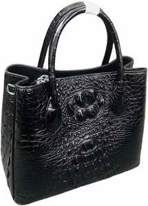 Elegante Bolso Tote de Cuero Genuino con Textura de Cocodrilo Negro y Cierre de Hebilla para Uso Diario - Product Image 2
