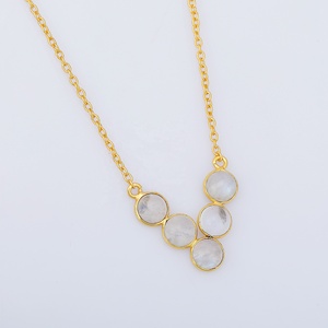 Collares de Plata de Ley 925 con cadena colgante chapada en oro de arcoíris blanco natural estilo bonito acento de lujo - Product Image 4