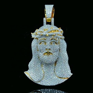 Colgante de Cruz de Jesús con Diamantes de Imitación VVS Moissanite, Diseño Hip Hop Cristiano, Chapado en Oro y Plata, Único para Hombre - Product Image 2