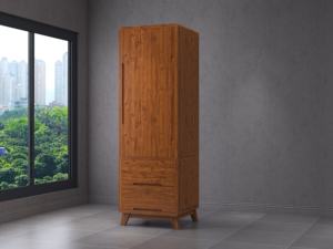 Armario de Dormitorio Moderno de Estilo Nórdico en Madera de Teca, Patas Cónicas, 2 Cajones, 1 Puerta, Cómodo, Sostenible y Duradero, Armarios Legales de Indonesia - Product Image 5