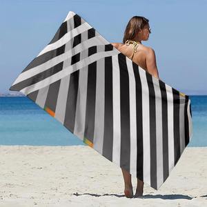 Serviette de plage d'été en coton super absorbant et rafraîchissant, douce, luxueuse, rayée, compressée et légère - Product Image 1