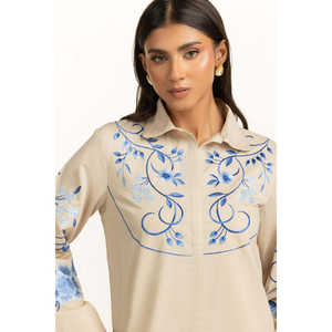 Conjunto Coordinado Bordado Estilo Chino Dobby IPST-44814-A, Ropa de Verano para Mujer, Tallas XS, XL, XXS, Falda por Encima de la Rodilla y Pantalones - Product Image 3