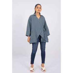 Camisa de Lino 100% Teñida en Tono Índigo WGK-DNW-DY-1949 - Product Image 1